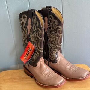 Ferrini Western Cowboy Boots Women's 6B Square Toe Brown Tan Coastal Cowgirl